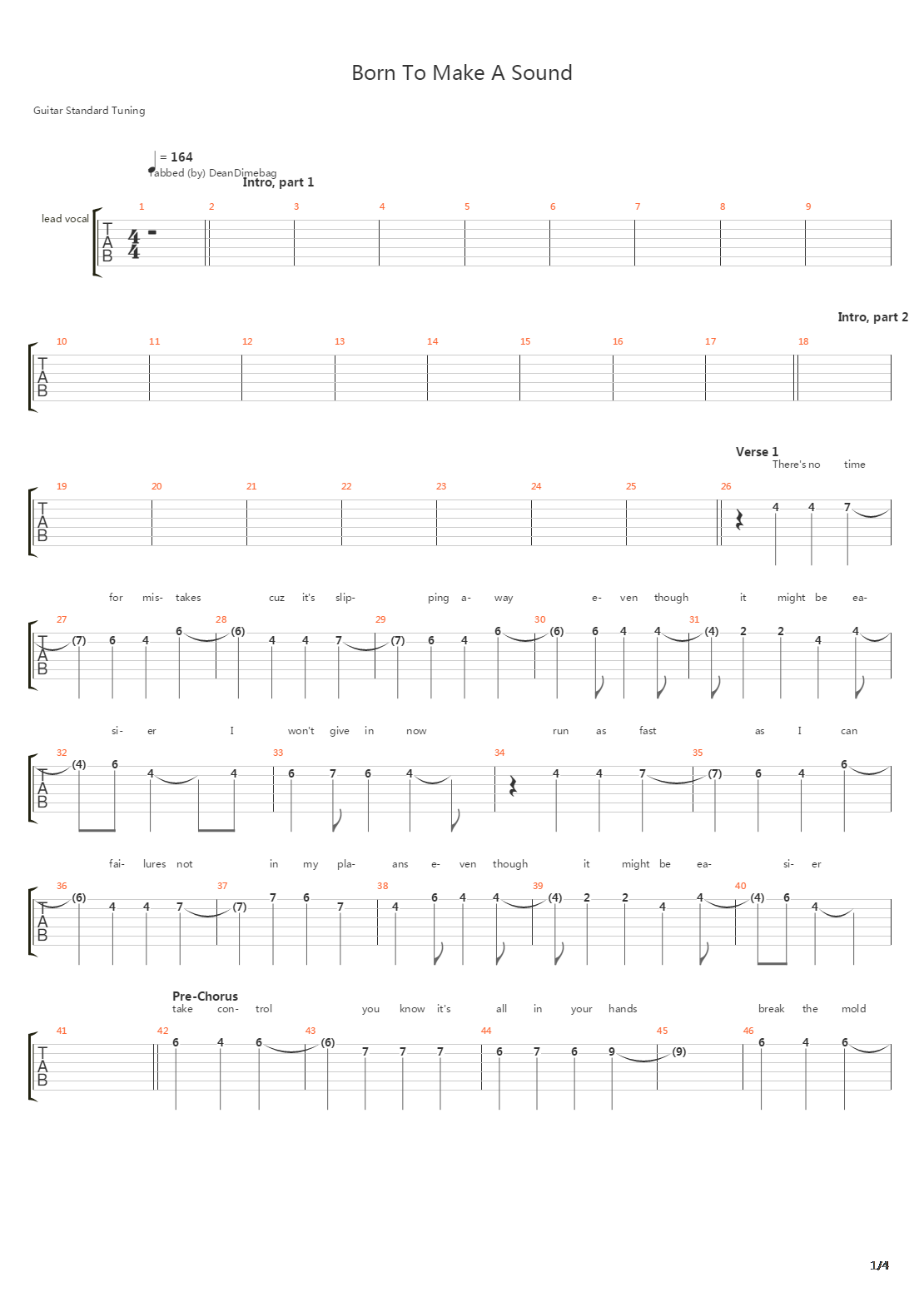 Born To Make A Sound吉他谱