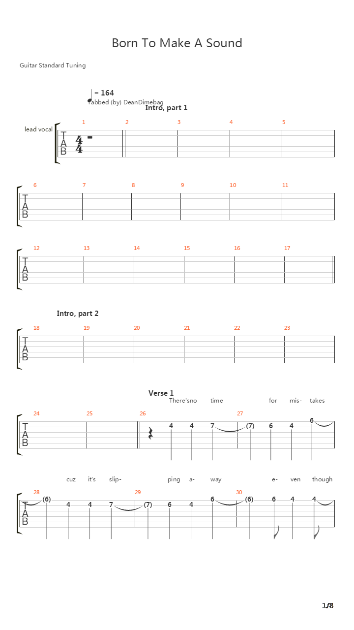 Born To Make A Sound吉他谱