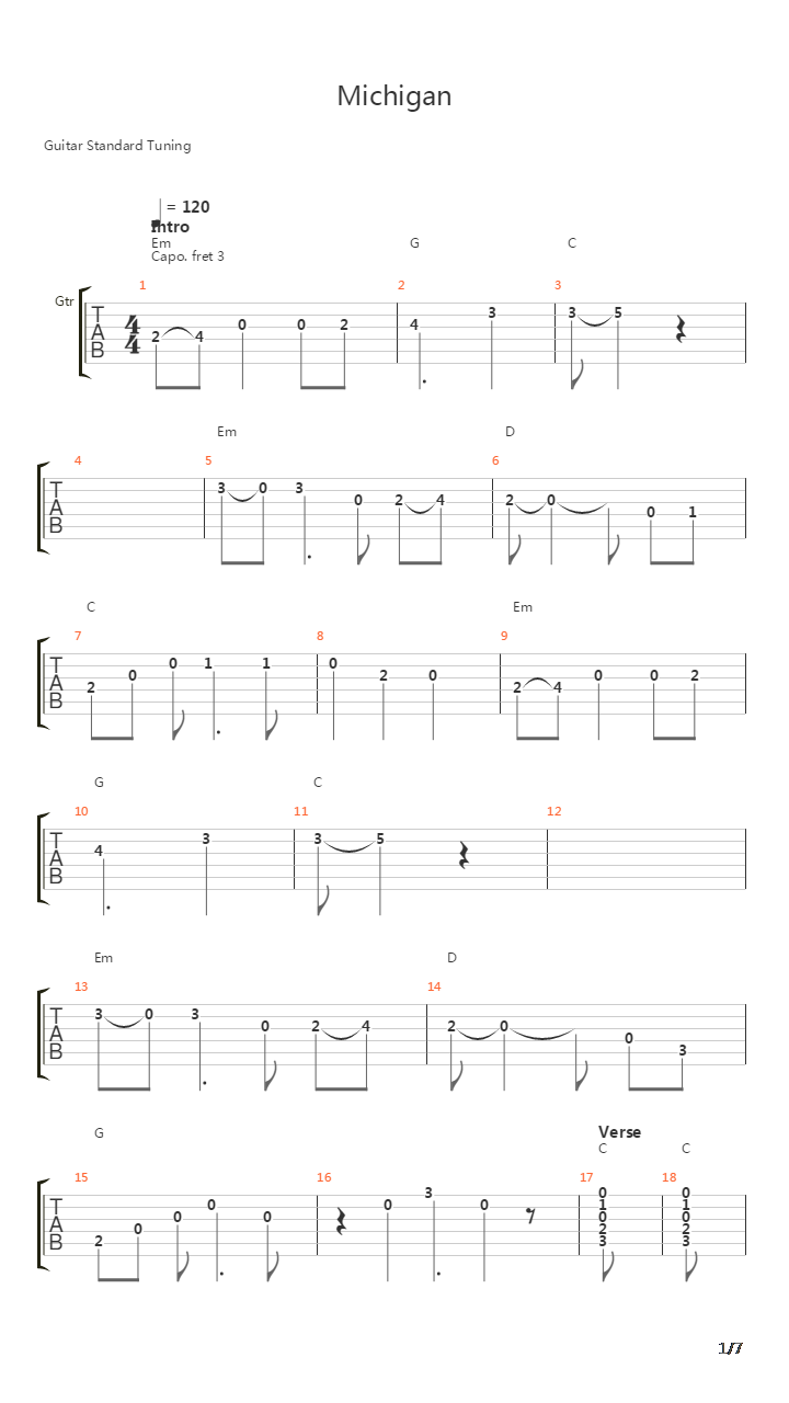 Michigan吉他谱