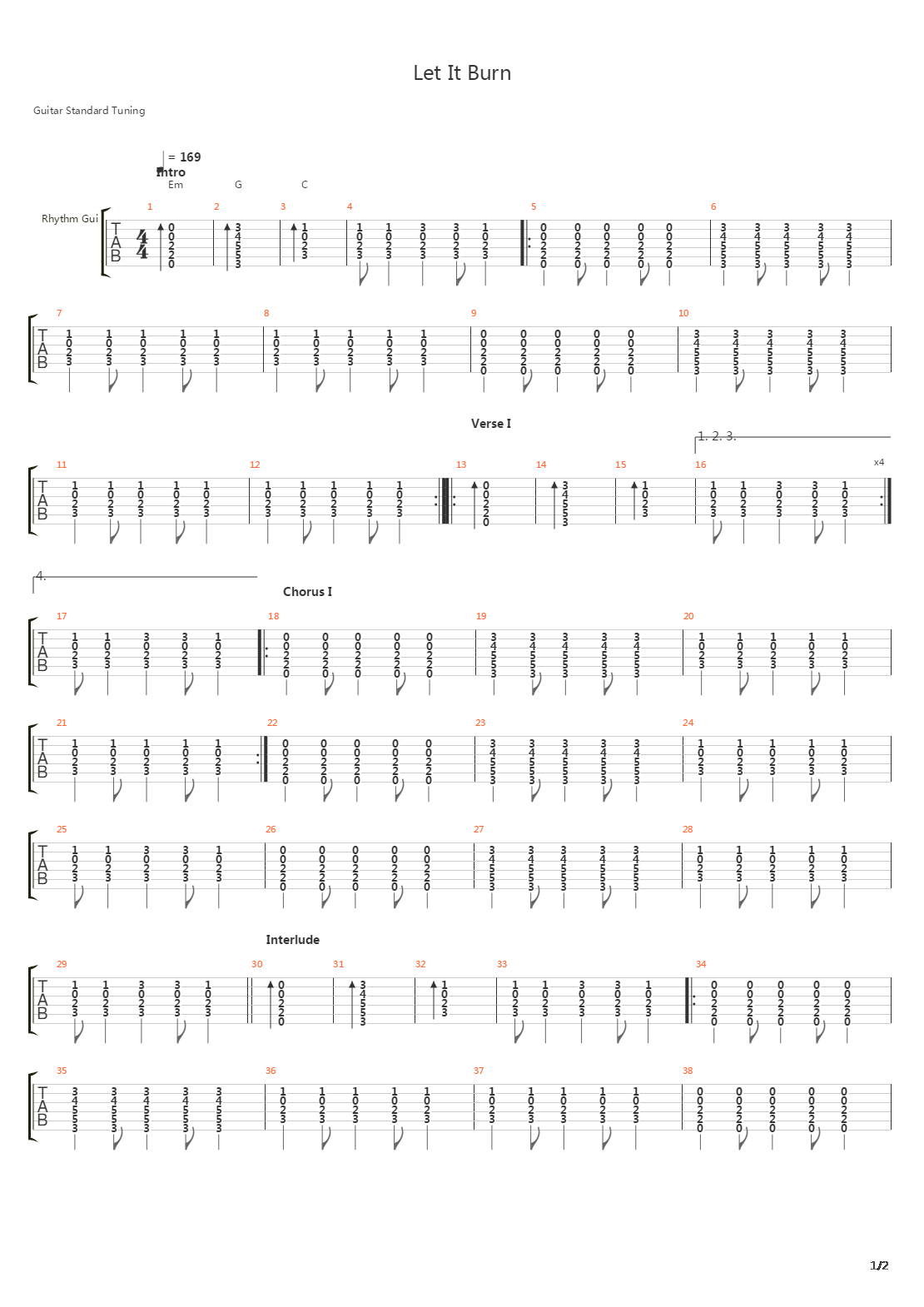 Let It Burn吉他谱