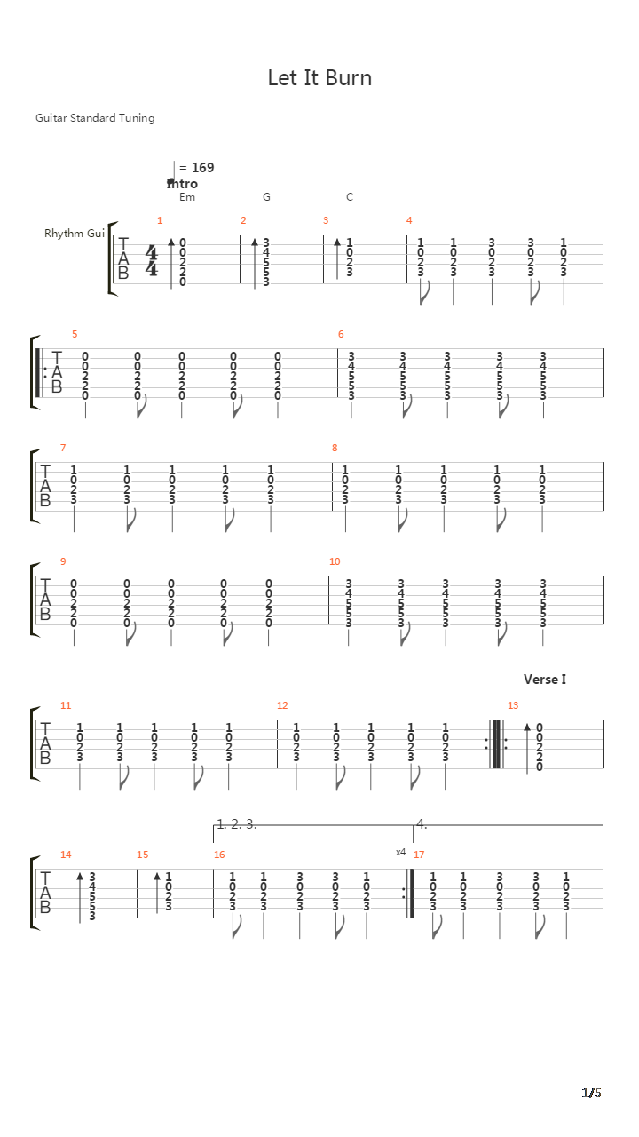 Let It Burn吉他谱
