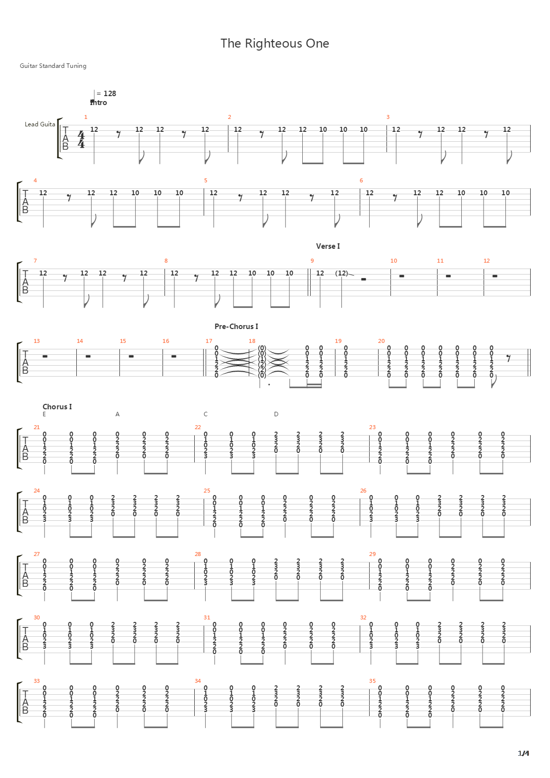 The Righteous One吉他谱