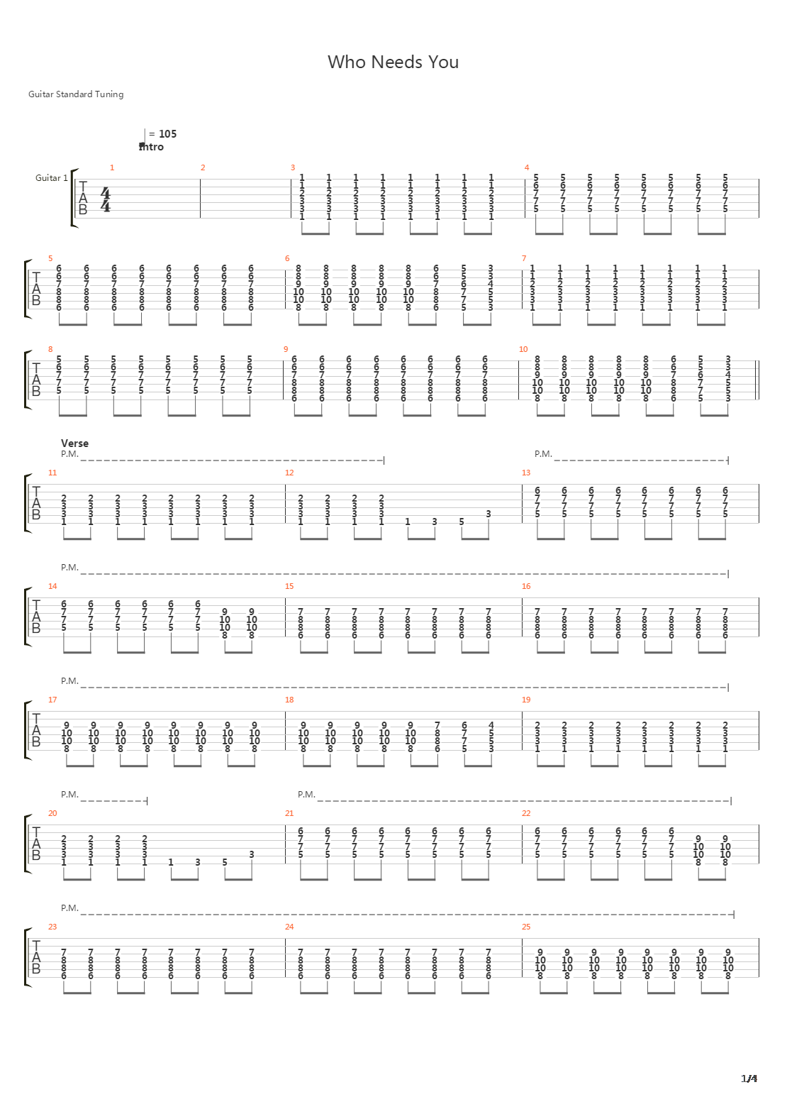 Who Needs You吉他谱