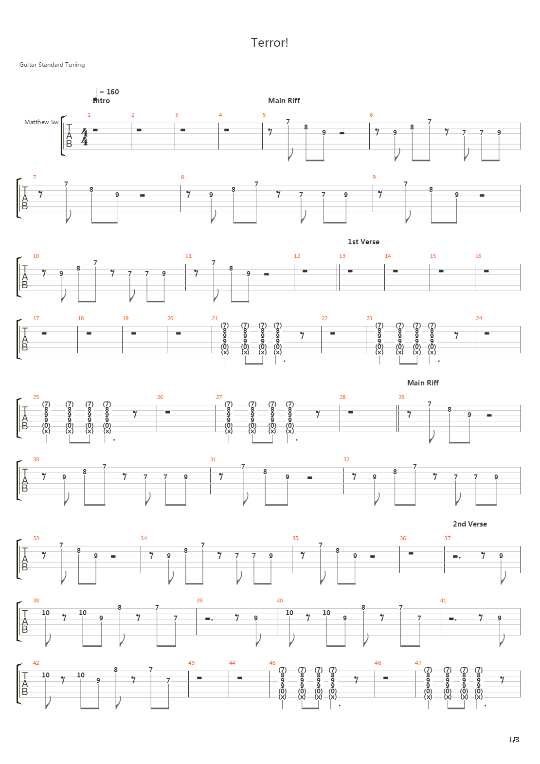 Terror吉他谱