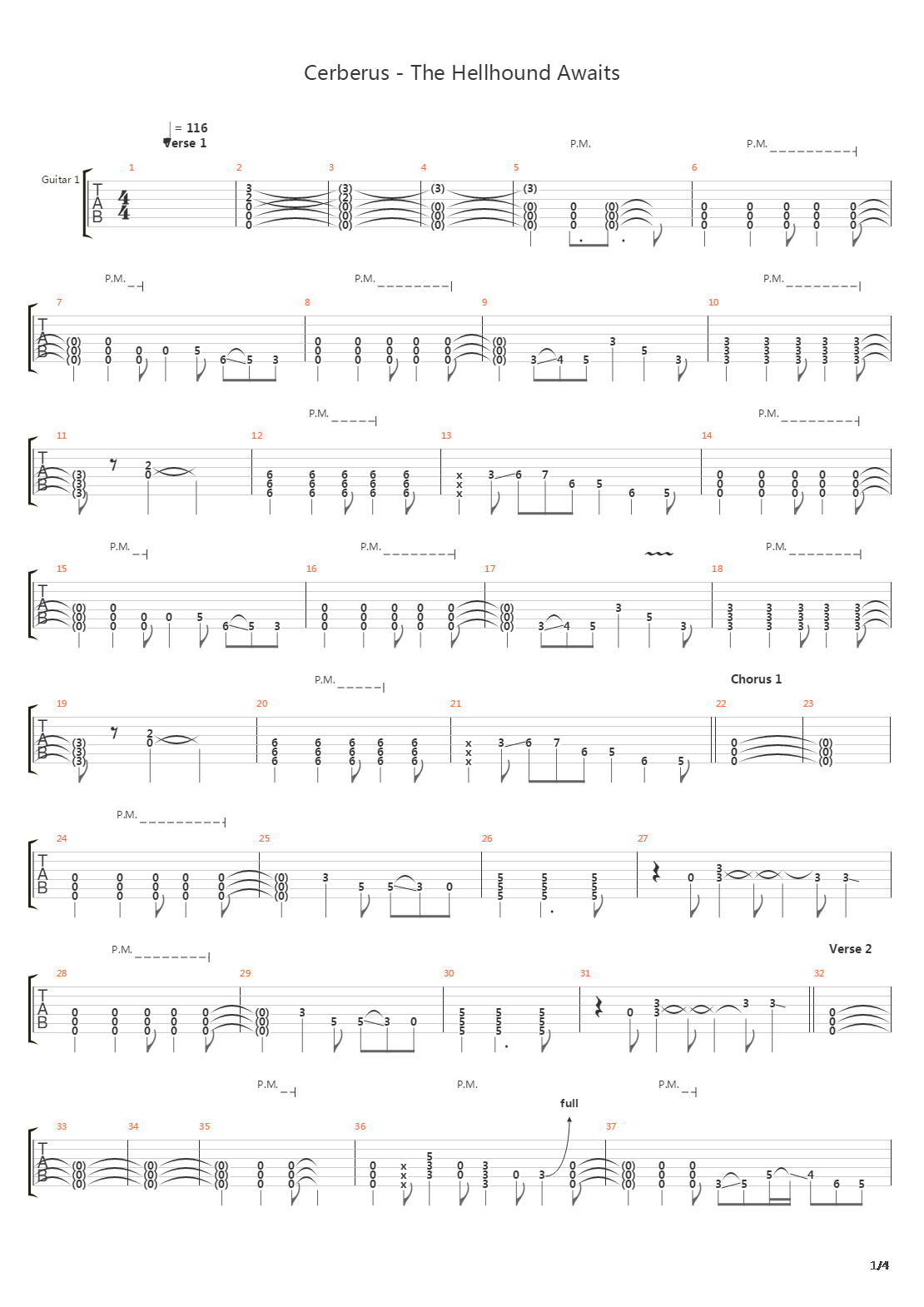 Cerberus - The Hellhound Awaits吉他谱