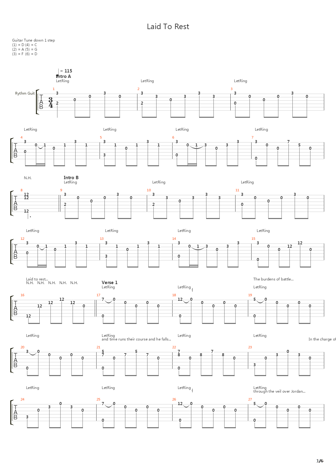 Laid To Rest吉他谱