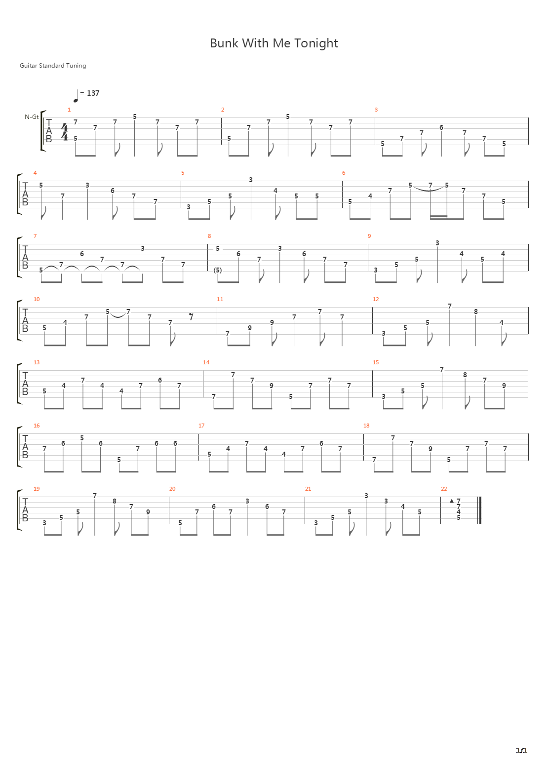 Bunk With Me Tonight吉他谱