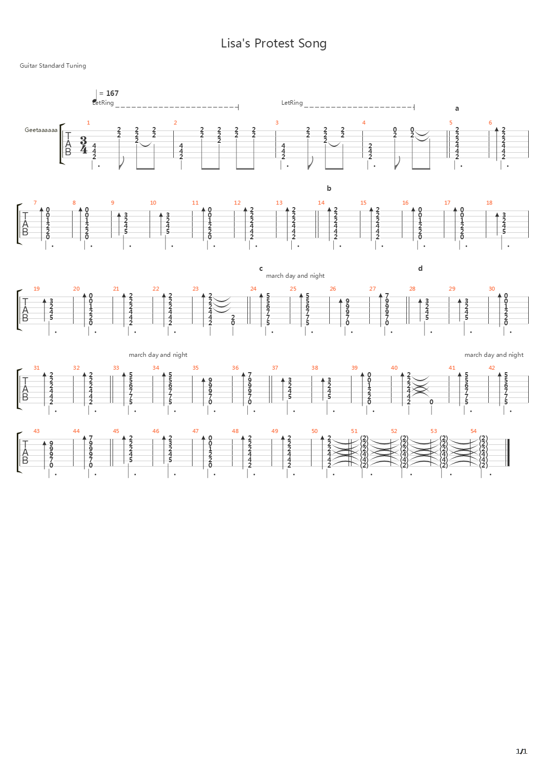 Lisas Protest Song吉他谱