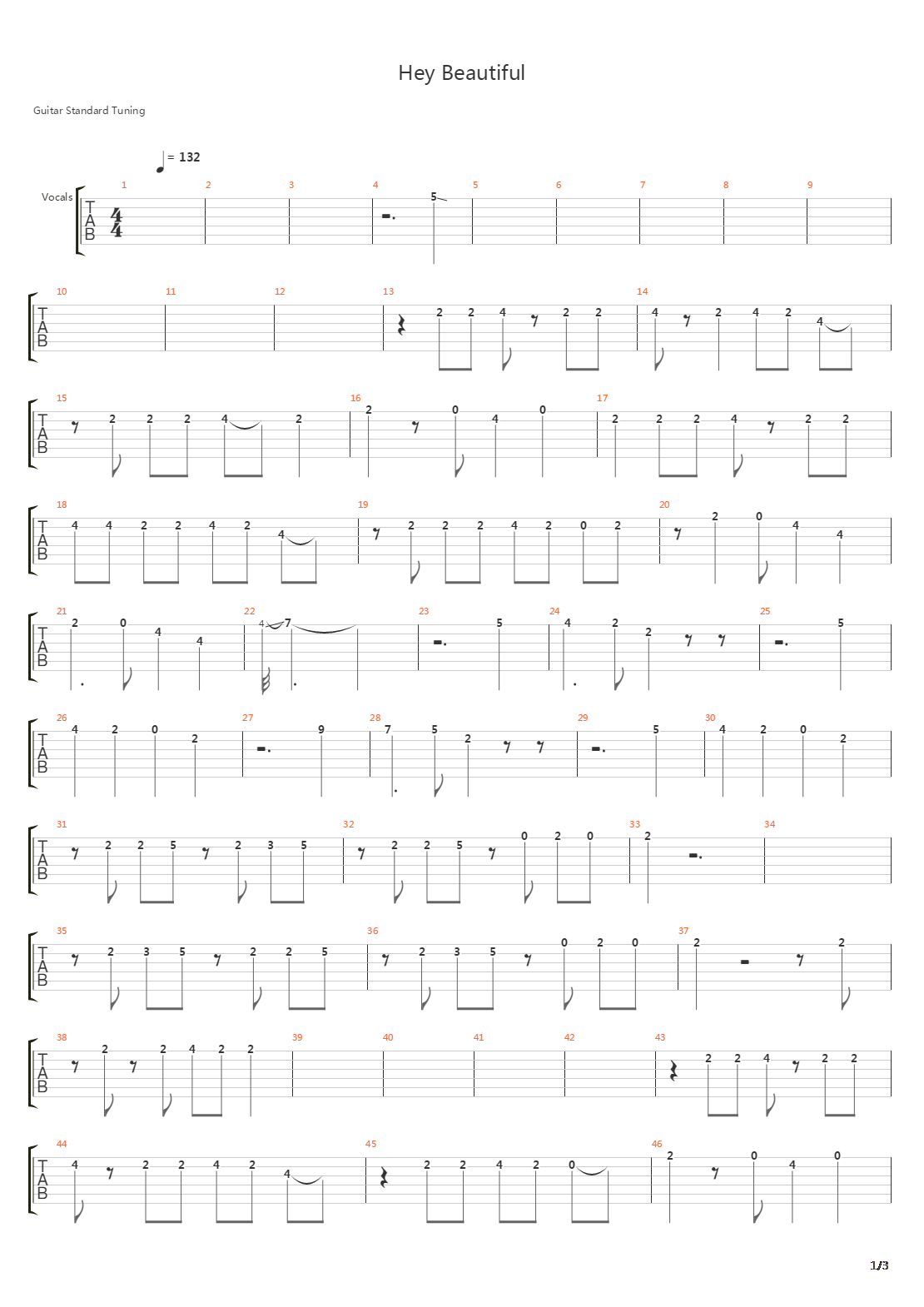 Hey Beautiful吉他谱