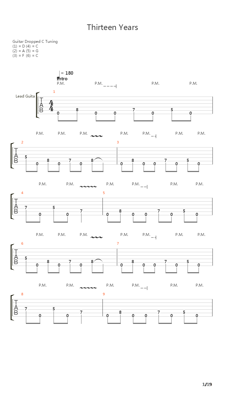 Thirteen Years吉他谱