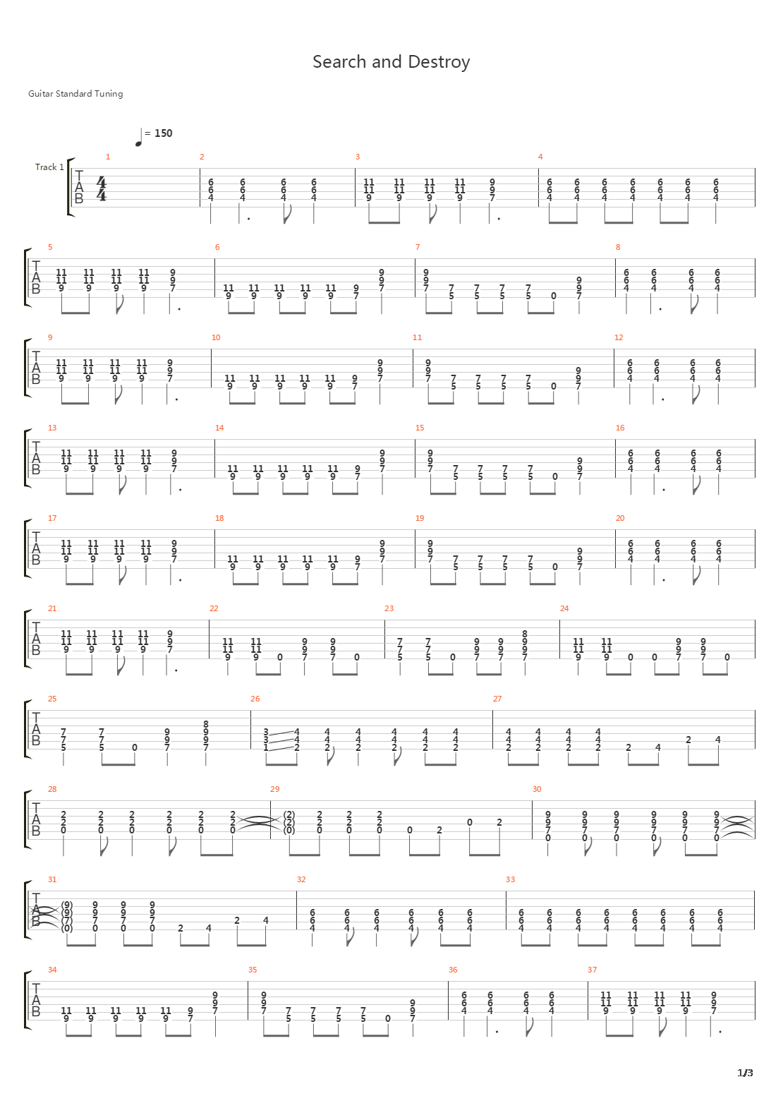Search And Destroy吉他谱