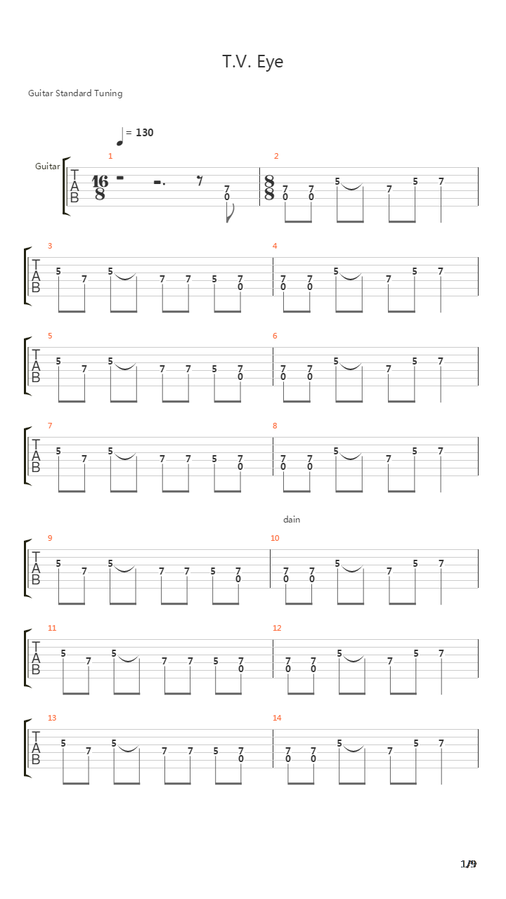 Tv Eye吉他谱
