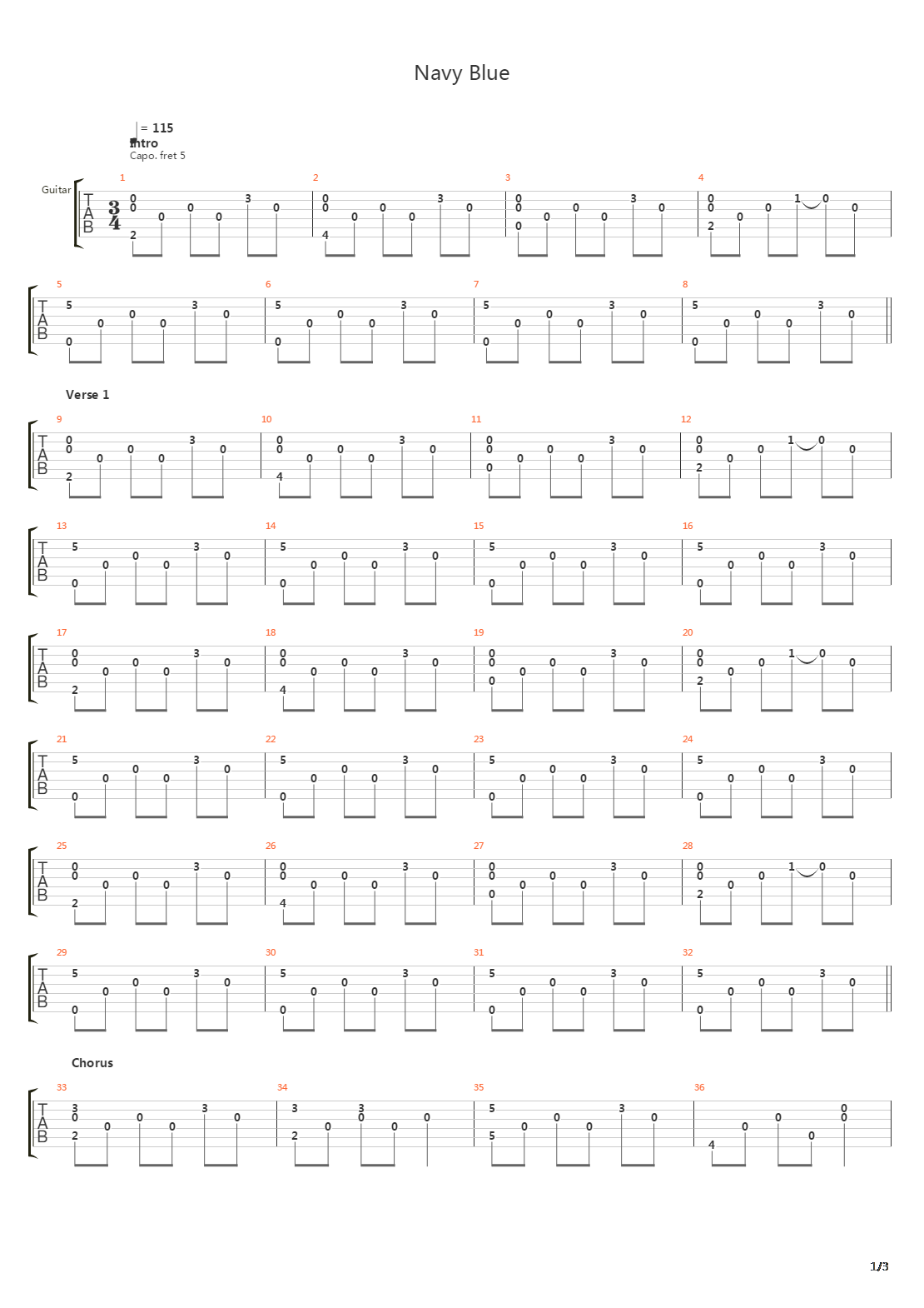 Navy Blue吉他谱