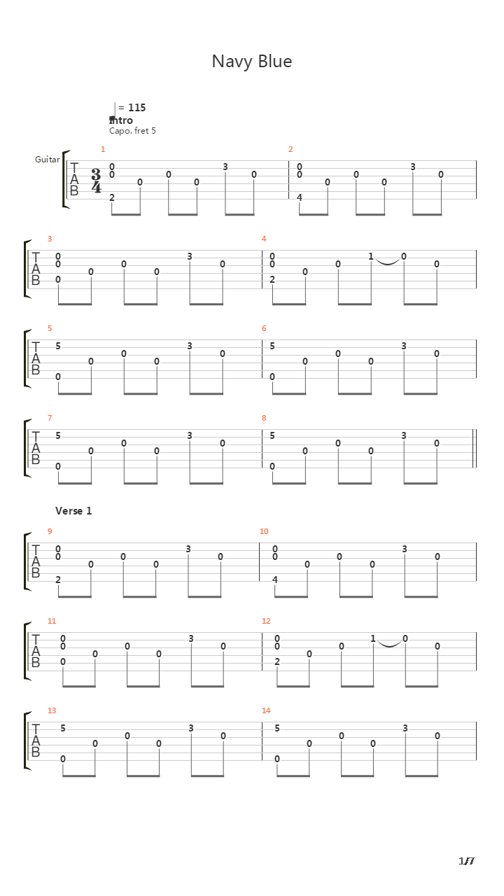 Navy Blue吉他谱