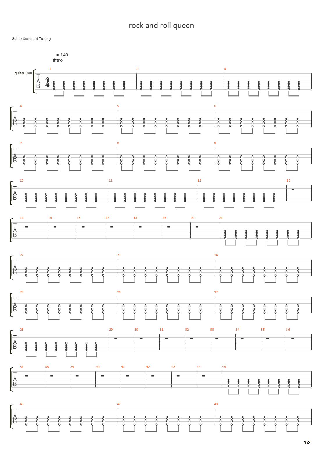 Rock And Roll Queen吉他谱