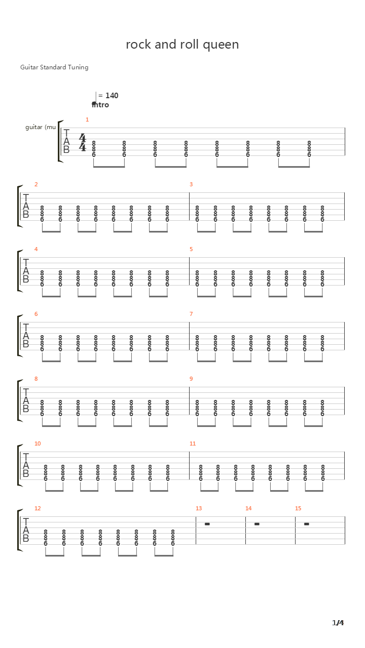 Rock And Roll Queen吉他谱