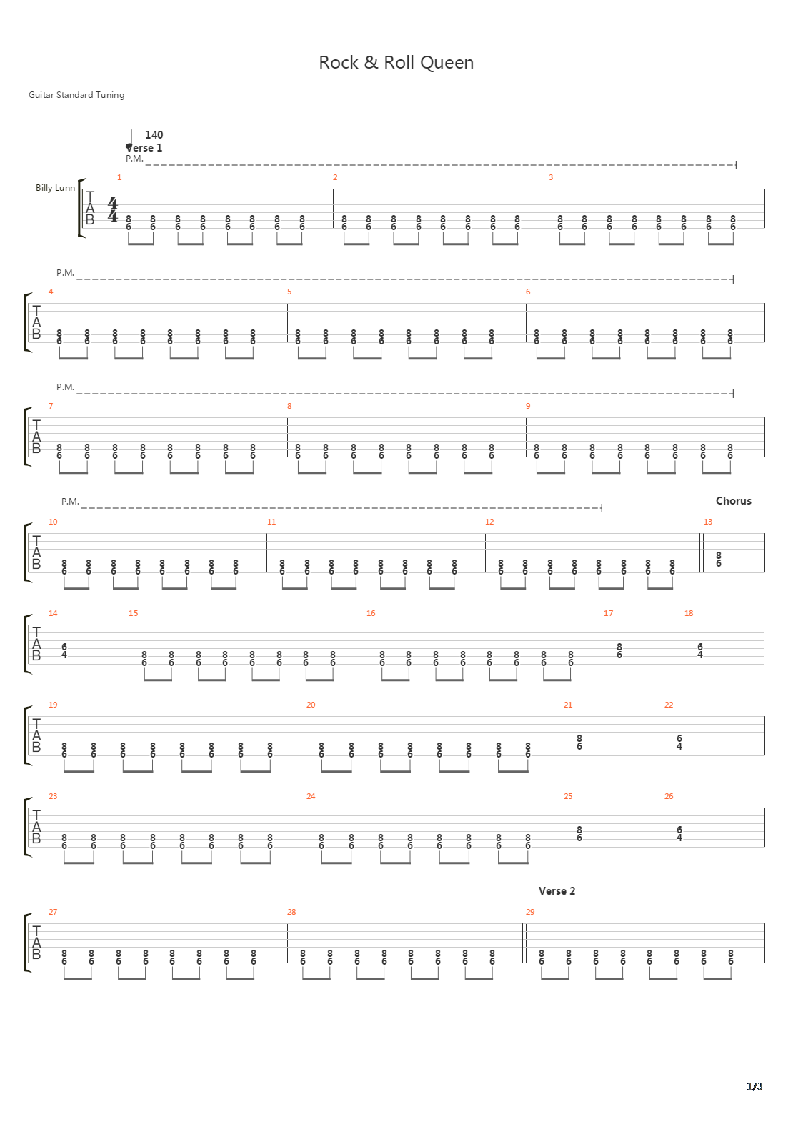 Rock And Roll Queen吉他谱