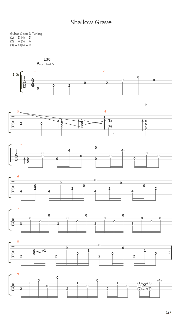 Shallow Grave吉他谱