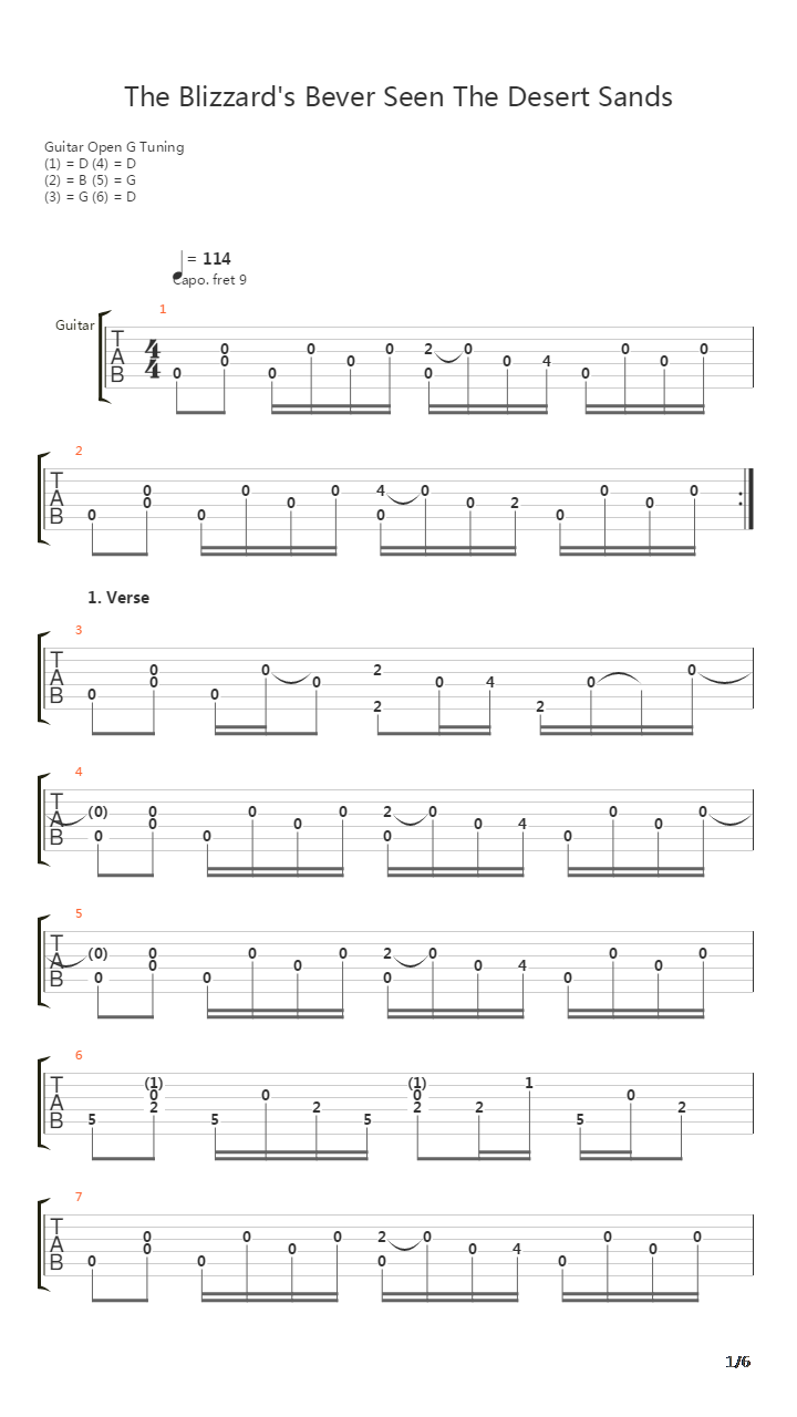 The Blizzards Never Seen The Desert Sands吉他谱