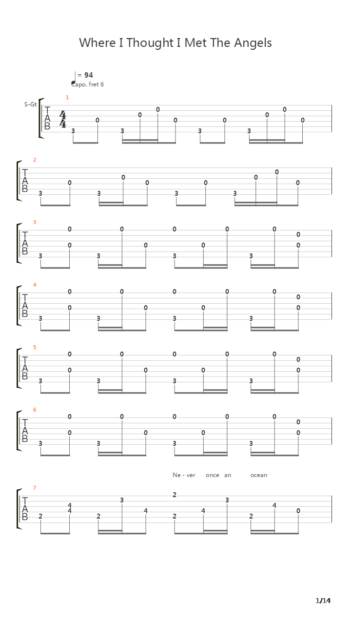 Where I Thought I Met The Angels吉他谱