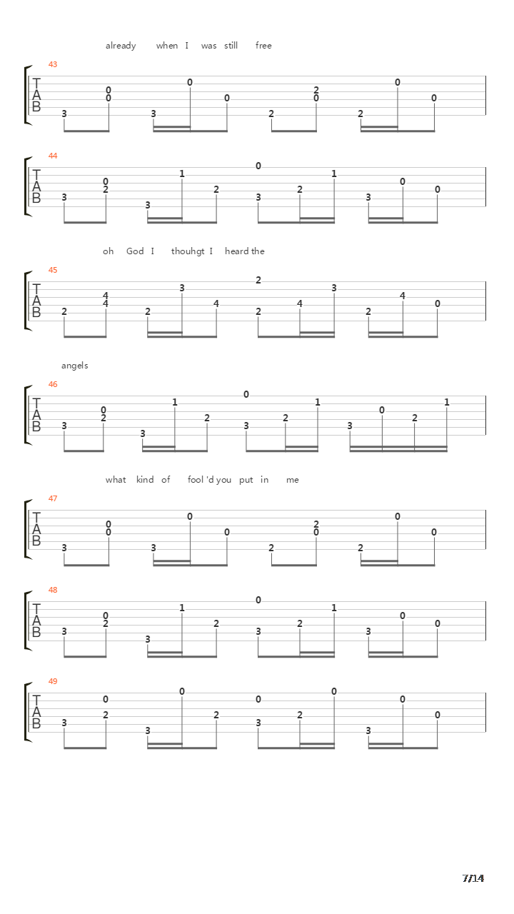 Where I Thought I Met The Angels吉他谱