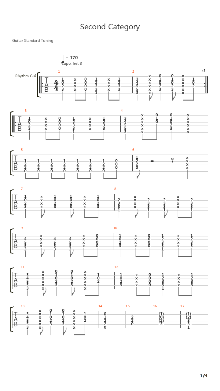 Second Category吉他谱