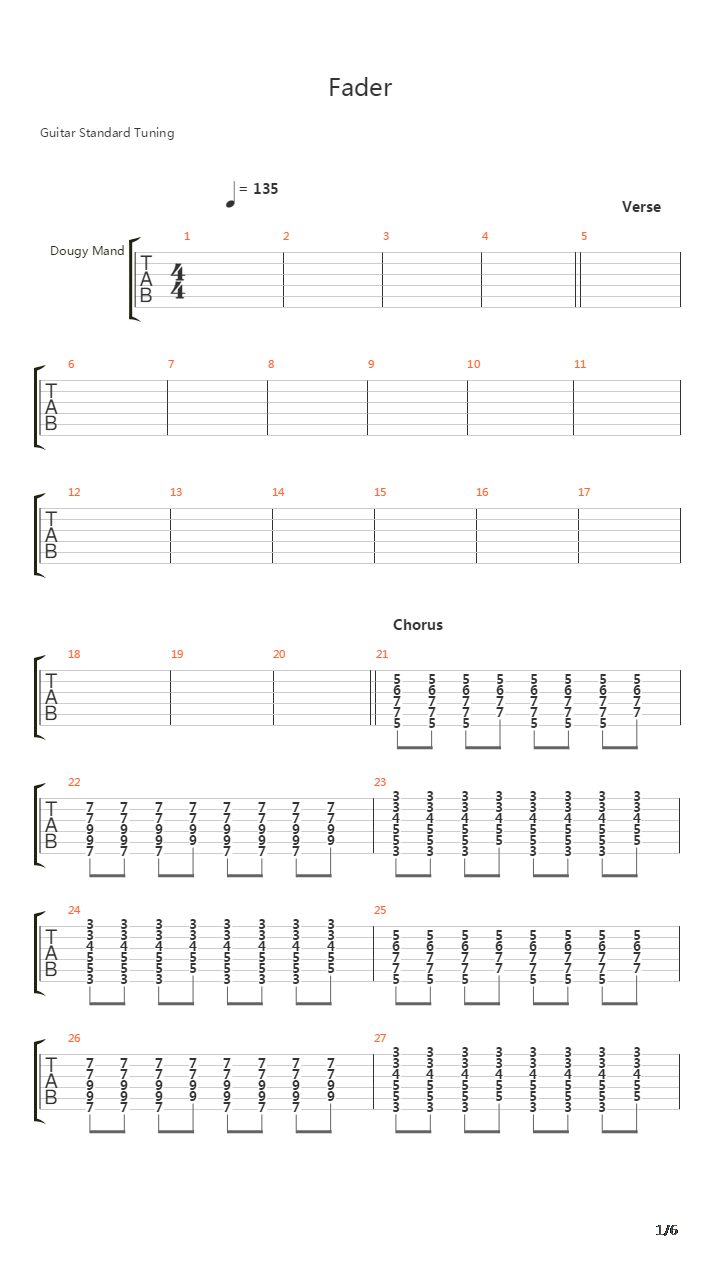 Fader吉他谱