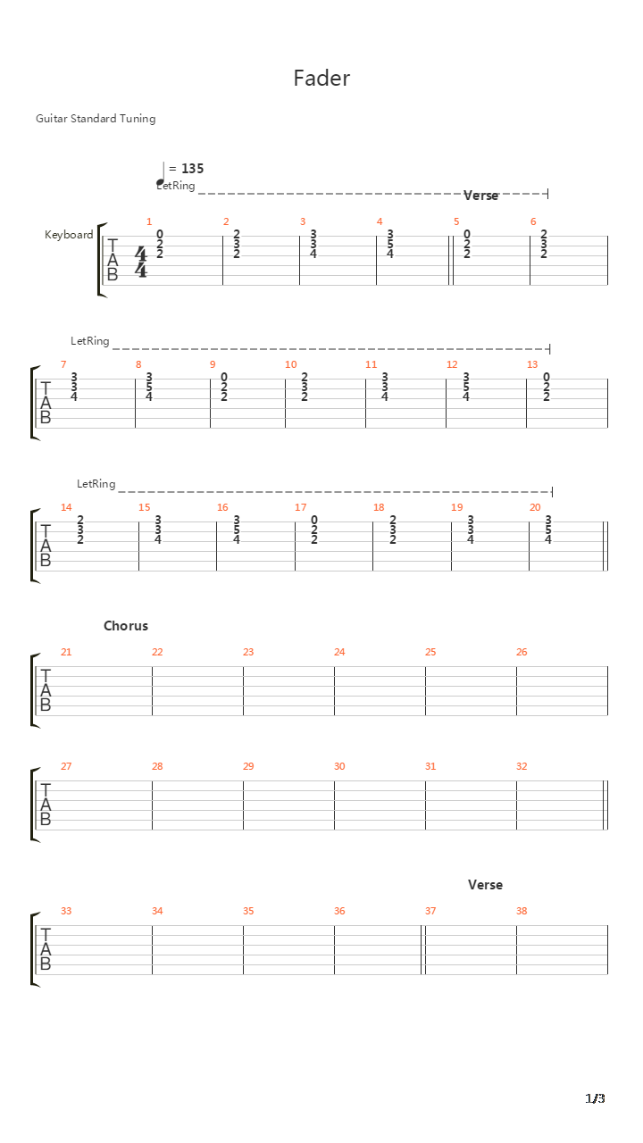 Fader吉他谱