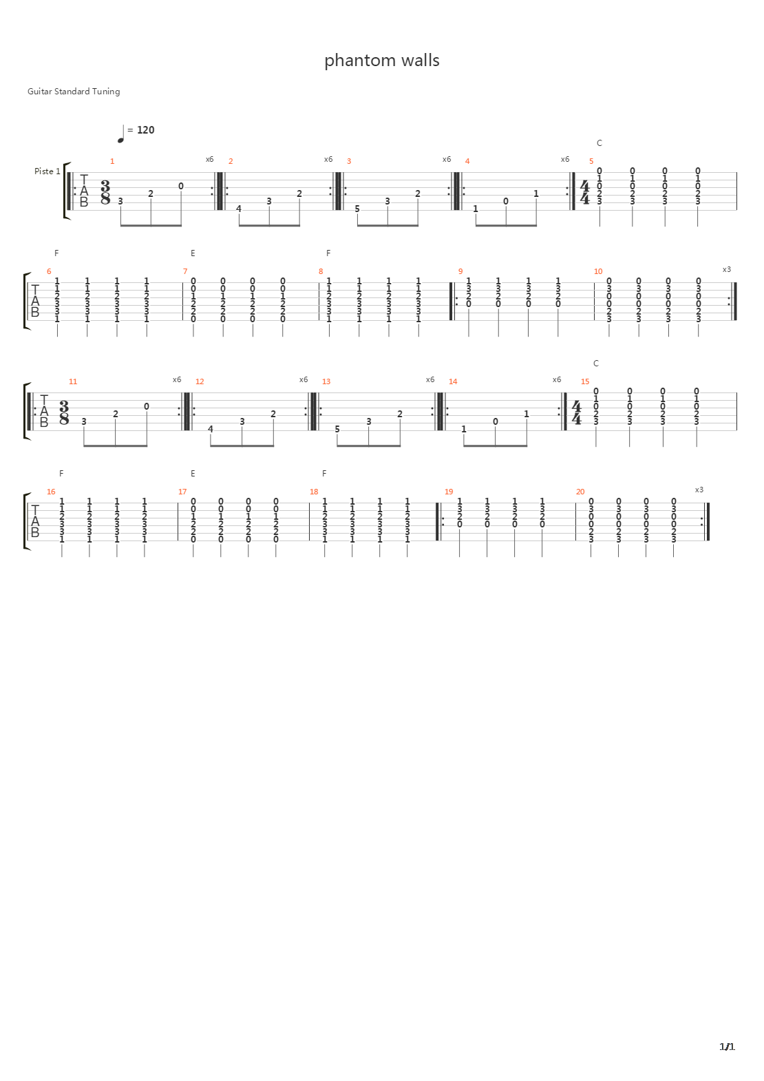 Phantom Walls吉他谱