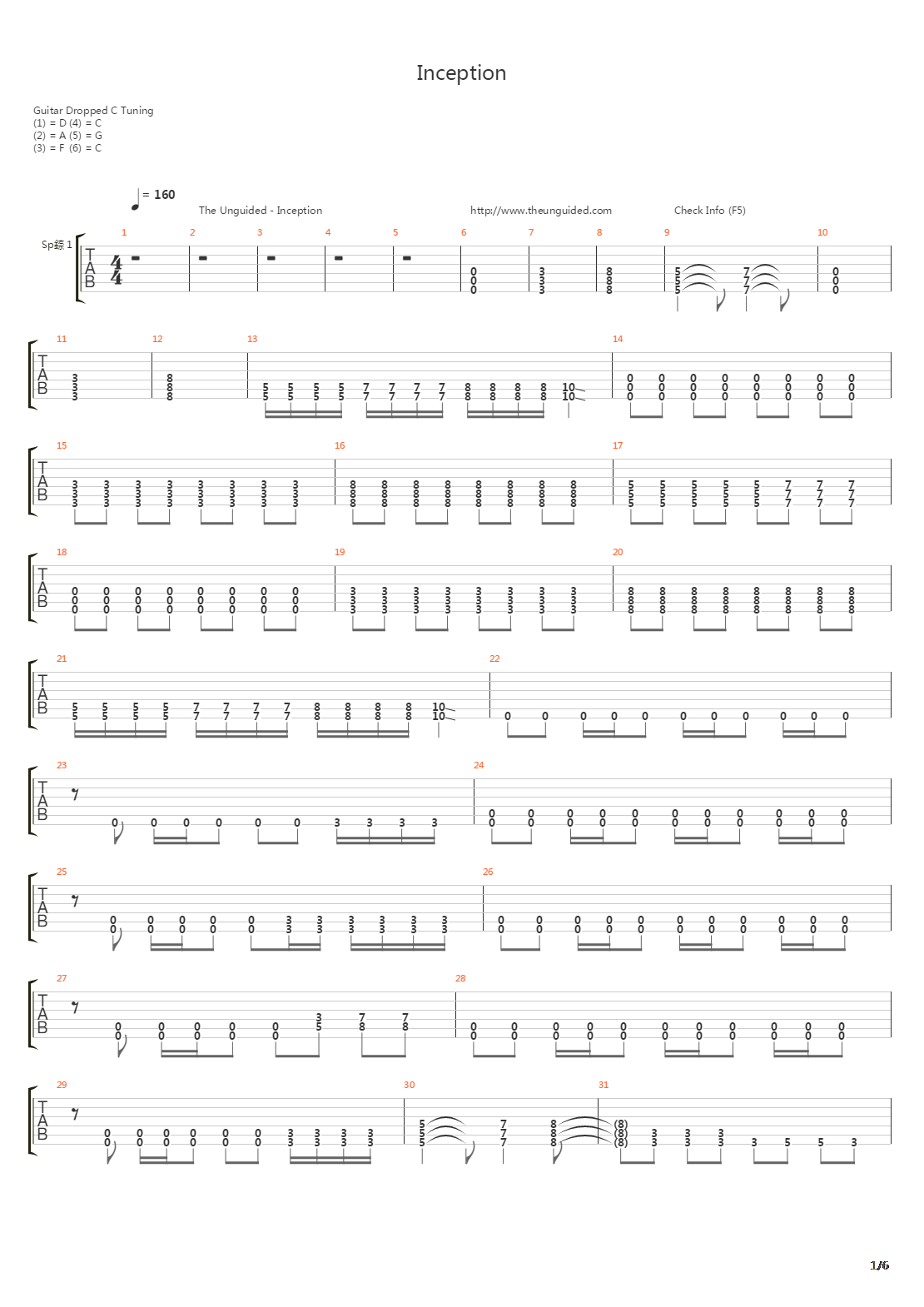 Inception吉他谱