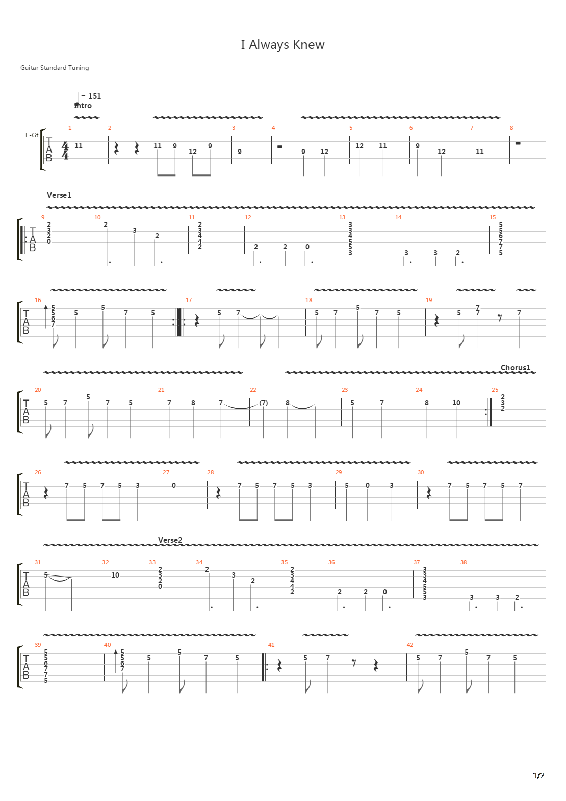 I Always Knew吉他谱