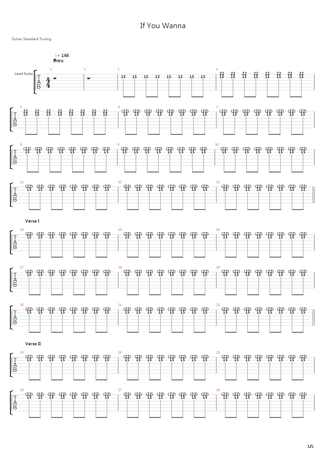 If You Wanna吉他谱