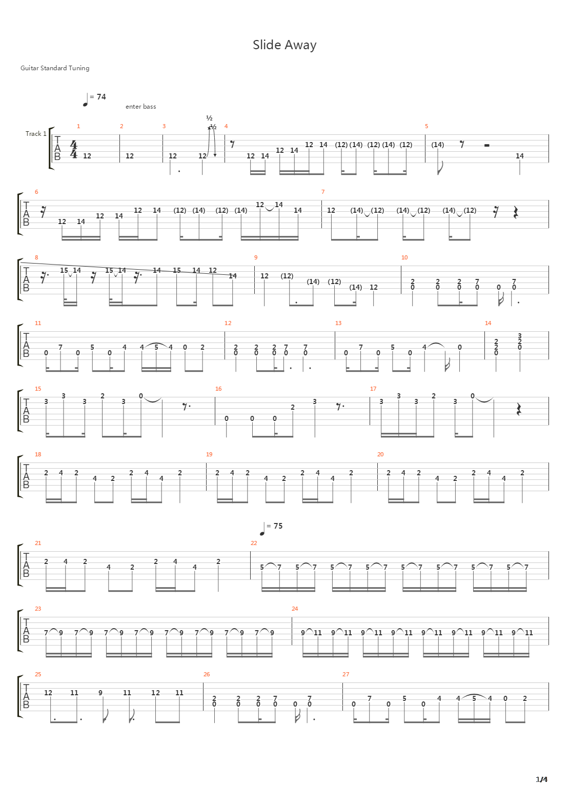 Slide Away吉他谱