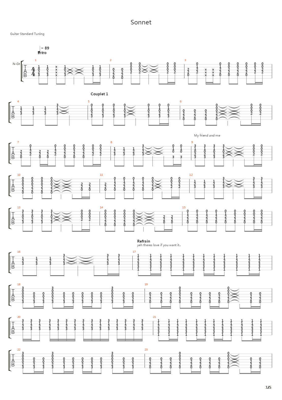 Sonnet吉他谱