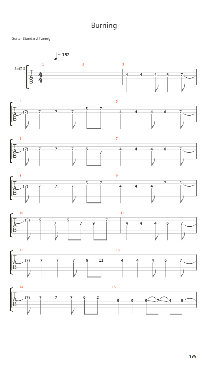 Burning吉他谱