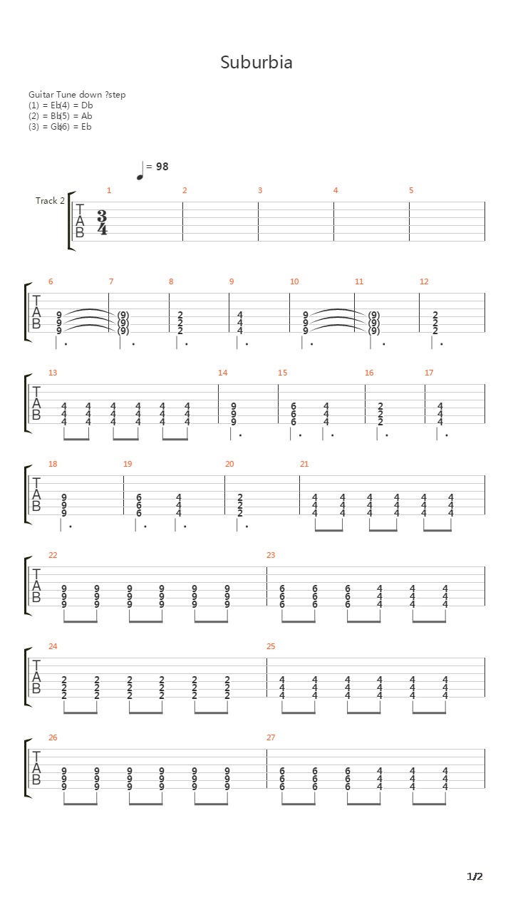 Suburbia吉他谱