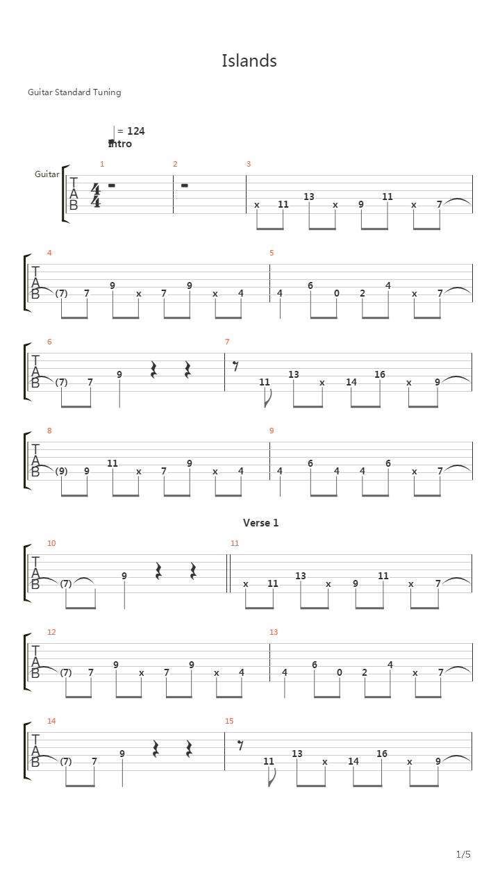 Islands吉他谱
