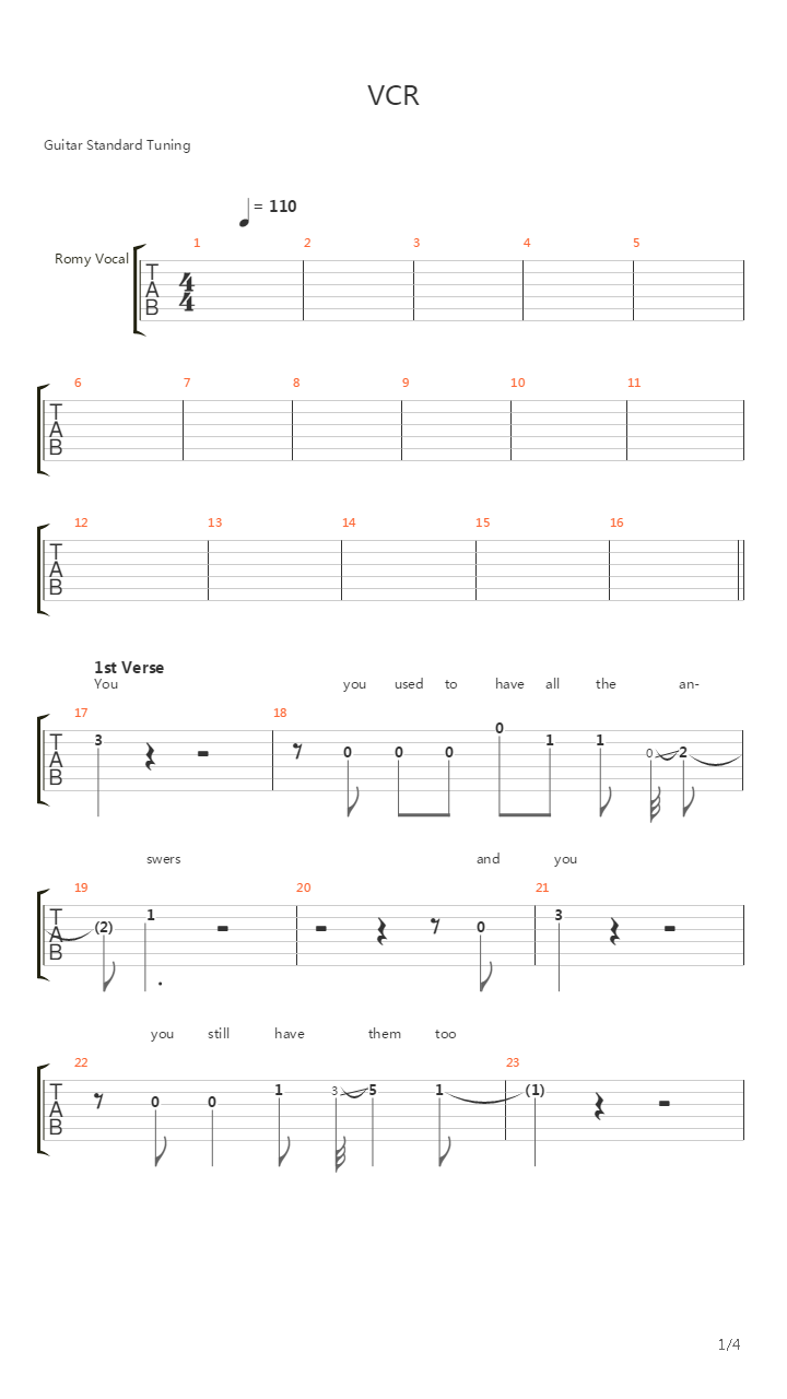 Vcr吉他谱