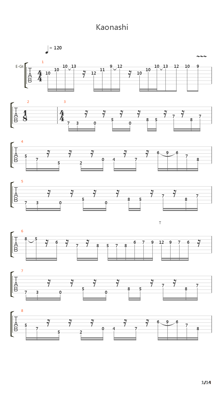 Kaonashi吉他谱