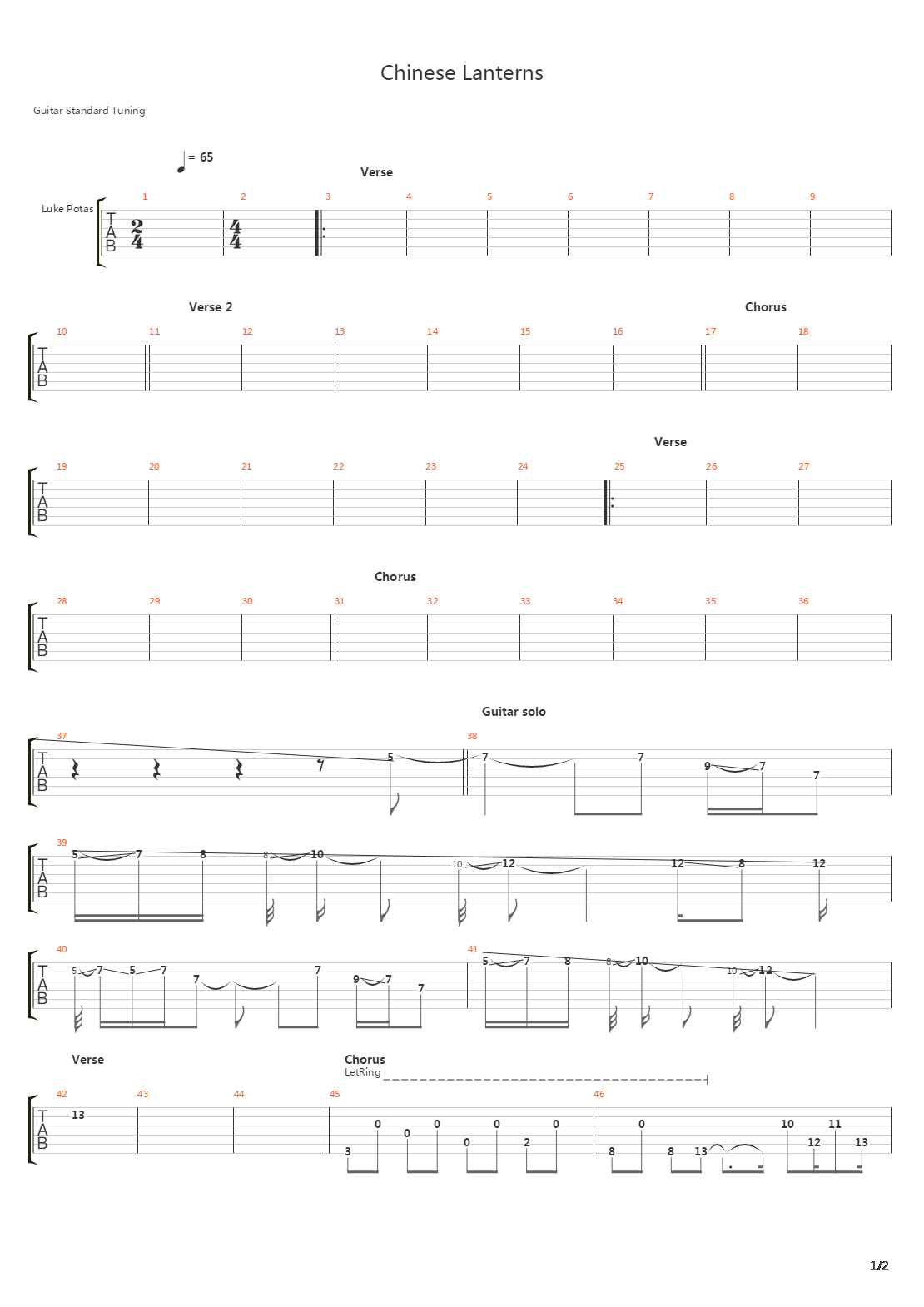 Chinese Lanterns吉他谱