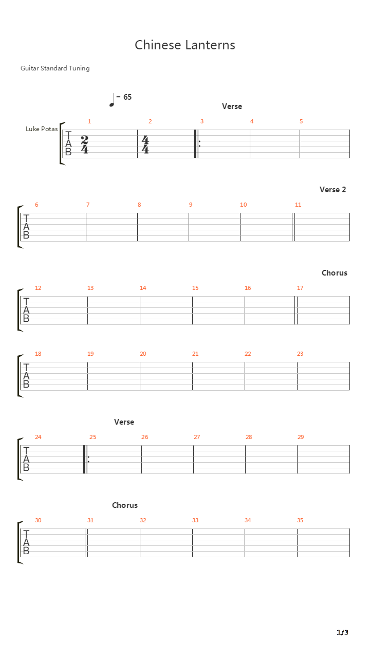 Chinese Lanterns吉他谱