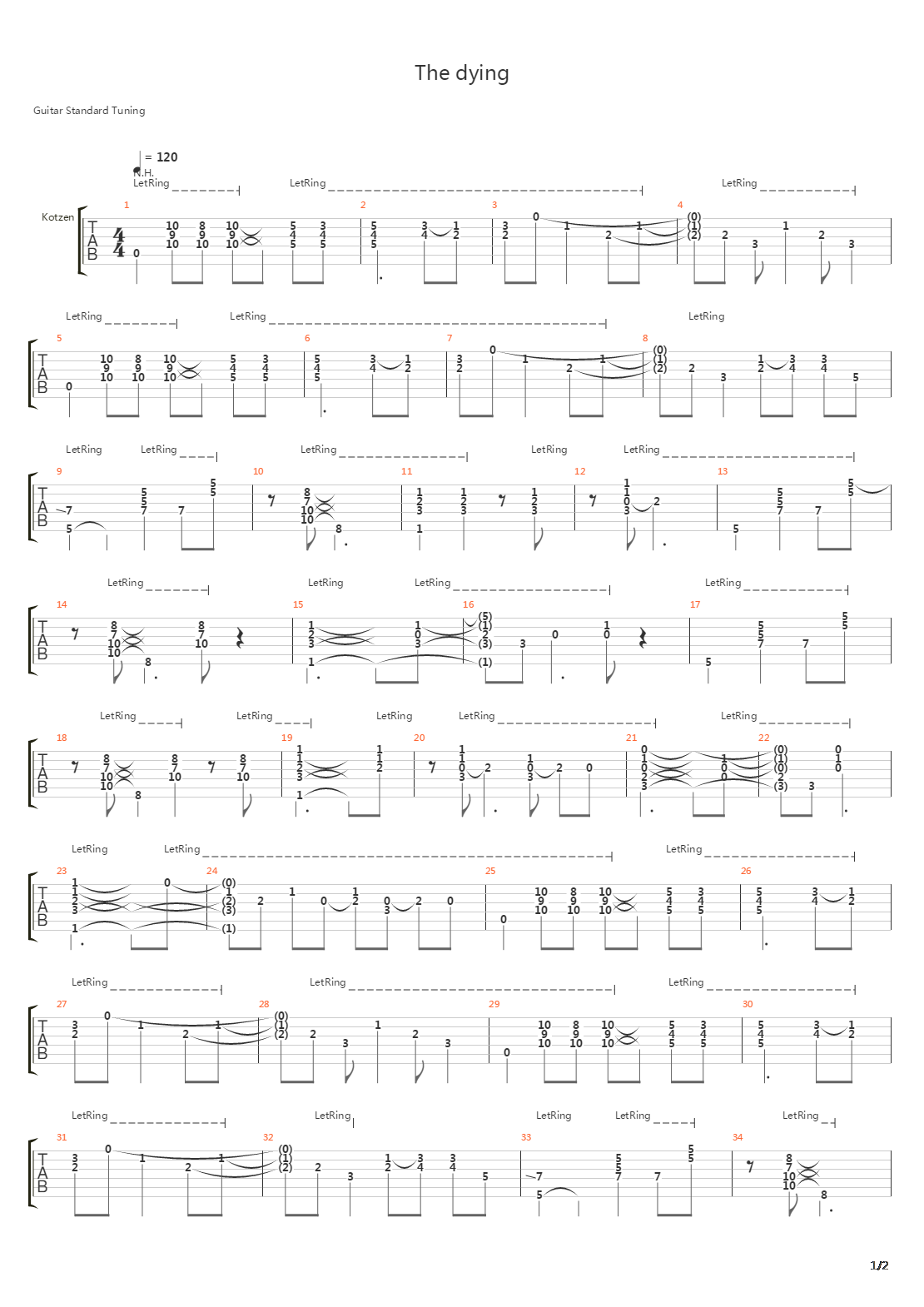 The Dying吉他谱