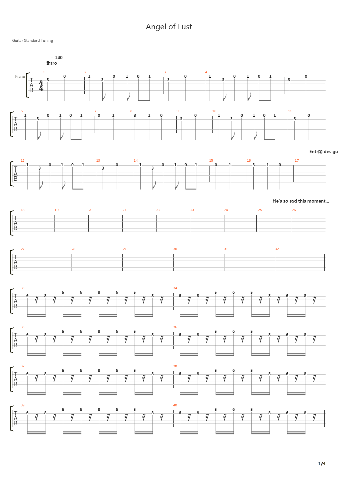 Angel Of Lust吉他谱