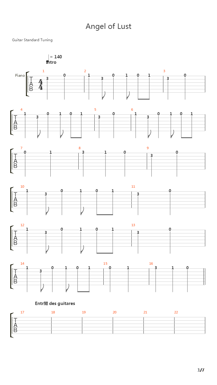 Angel Of Lust吉他谱