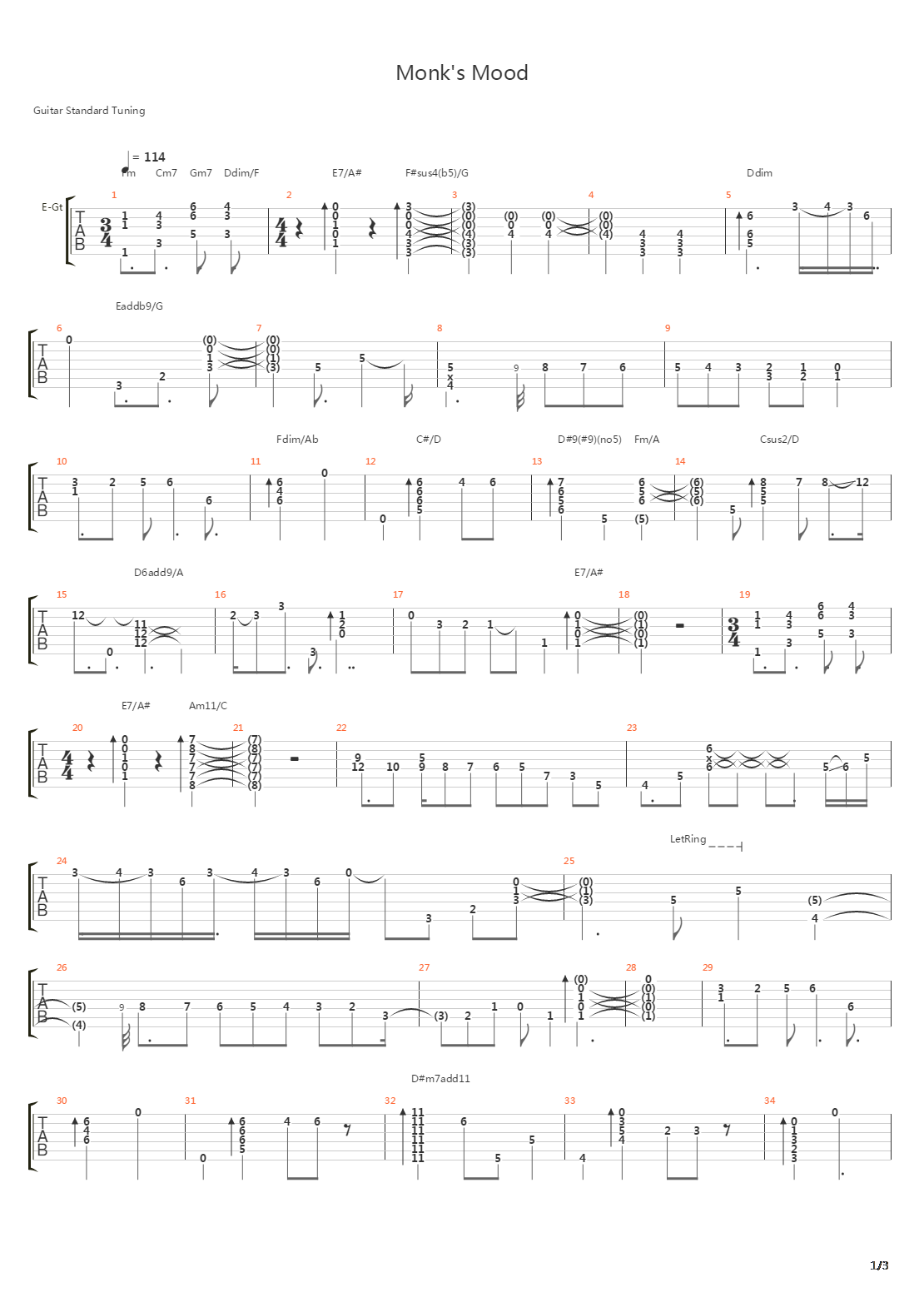 monks mood吉他谱