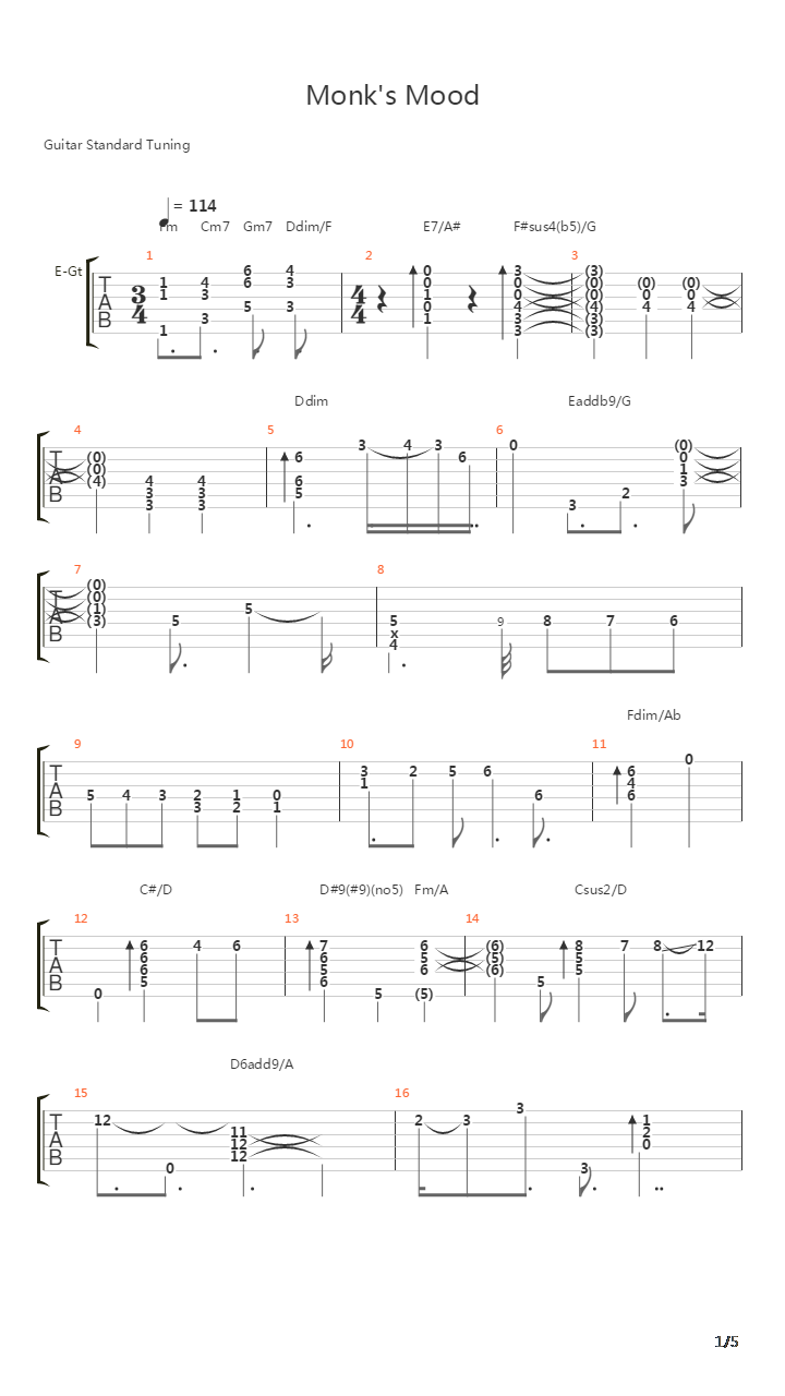 Monks Mood吉他谱