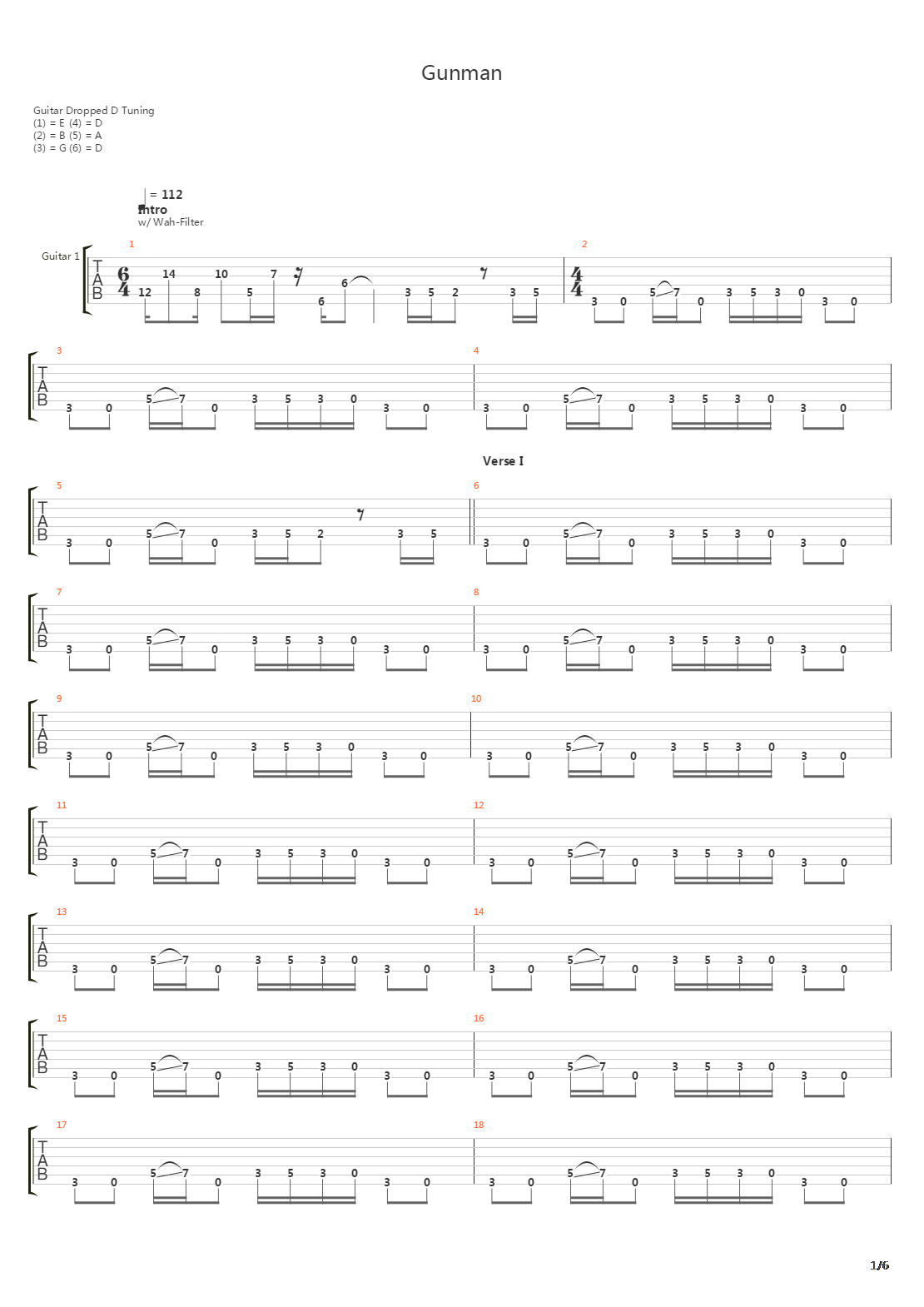 Gunman吉他谱