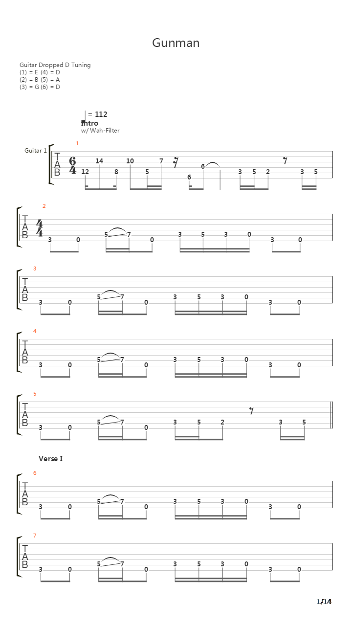 Gunman吉他谱