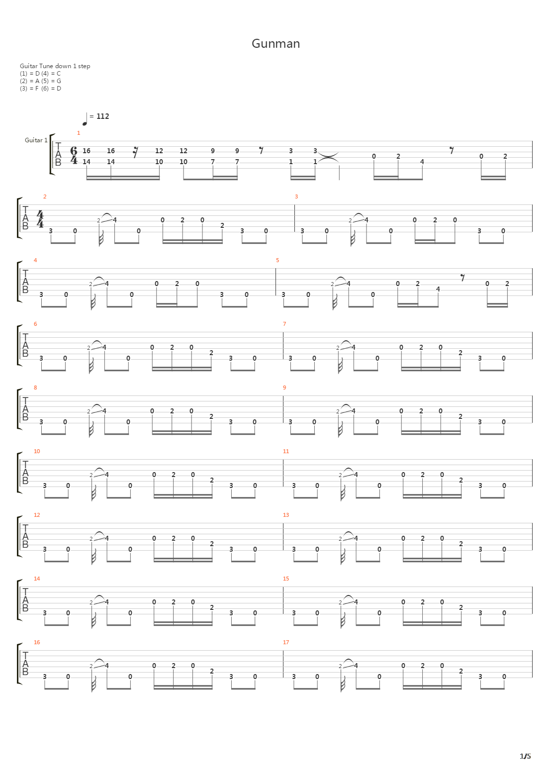 Gunman吉他谱