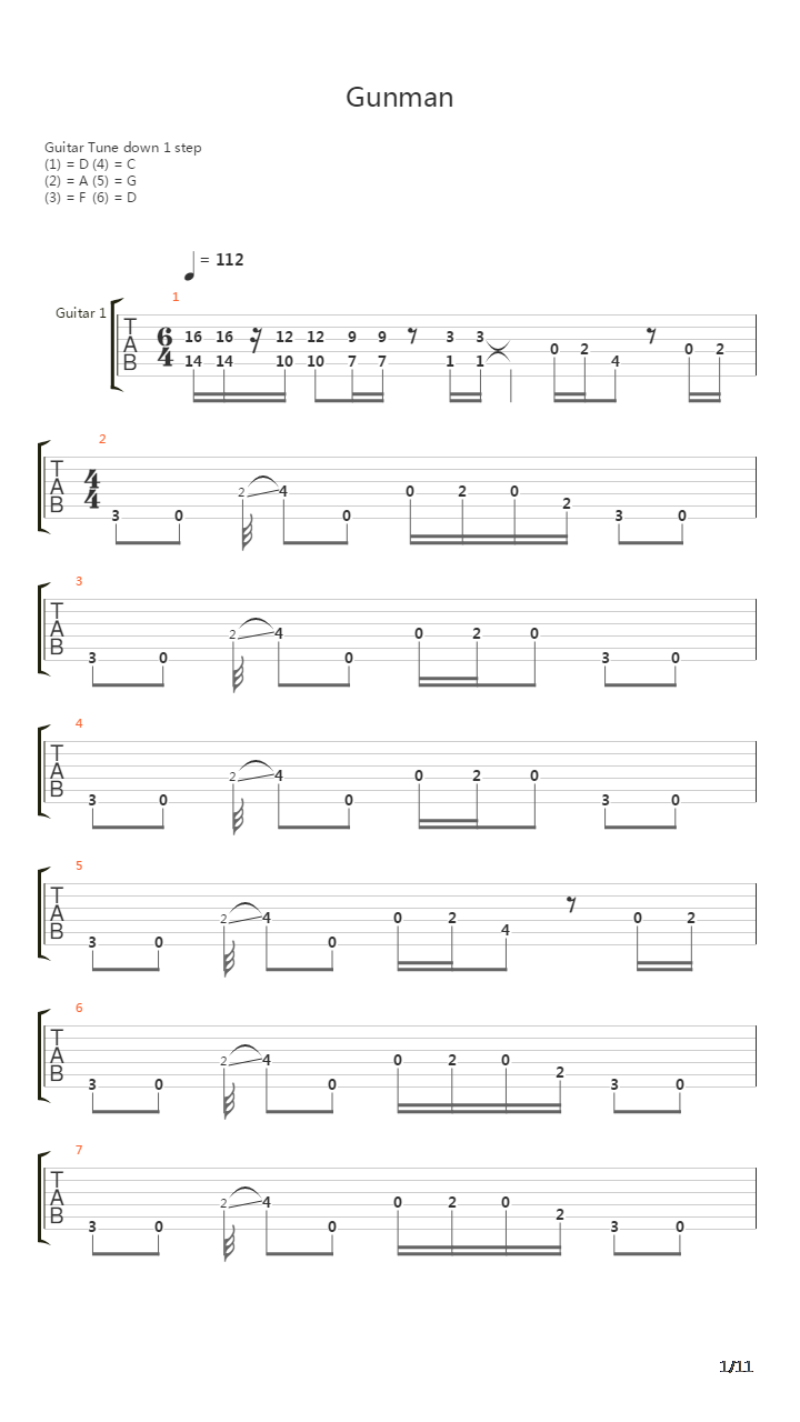 Gunman吉他谱